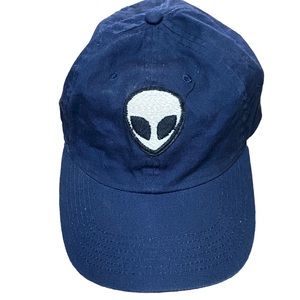 Nice ALIEN Head SKATE Cotton Navy Blue Strap Back OS Baseball Hat